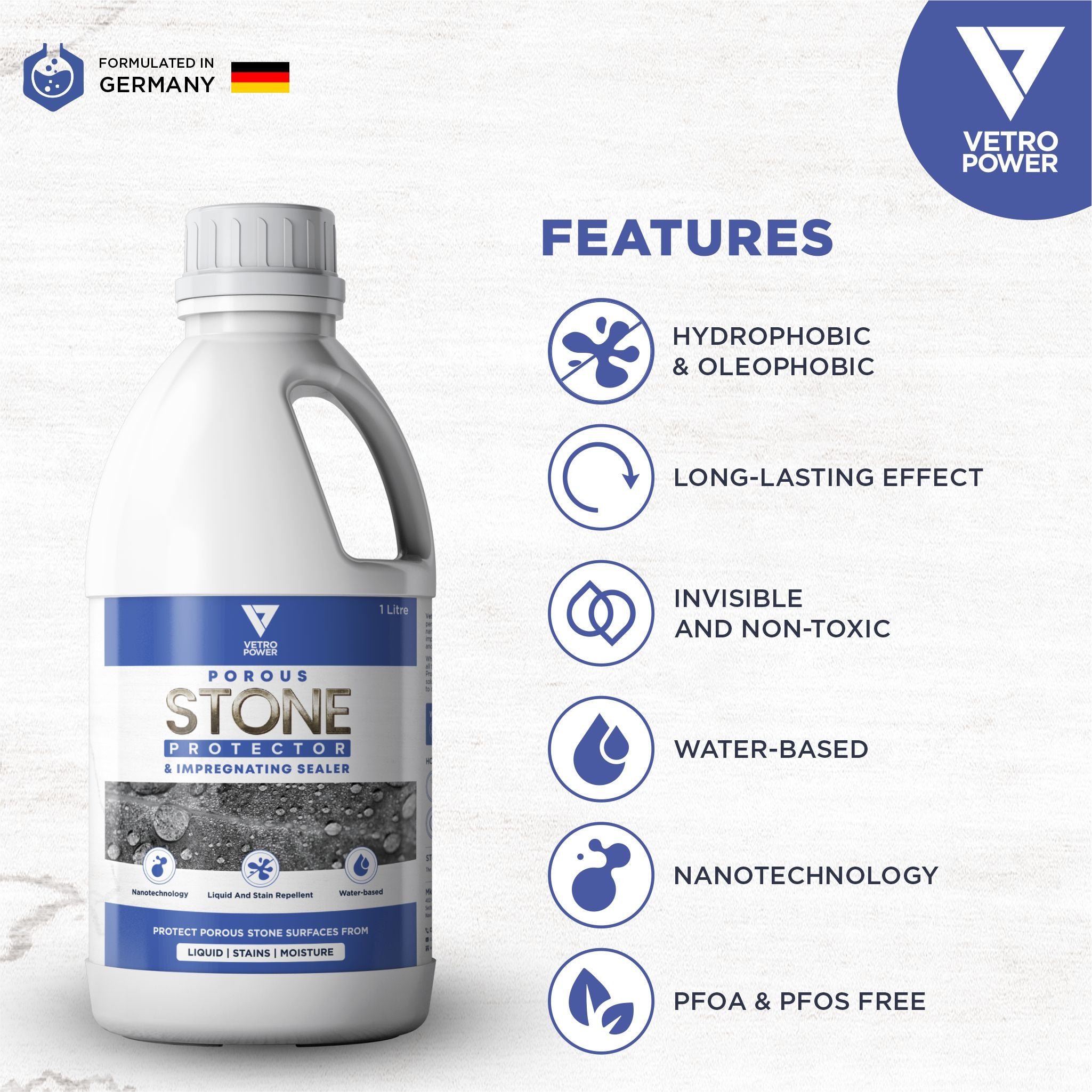Vetro Power Porous Stone Protector Spray and Impregnating Sealer