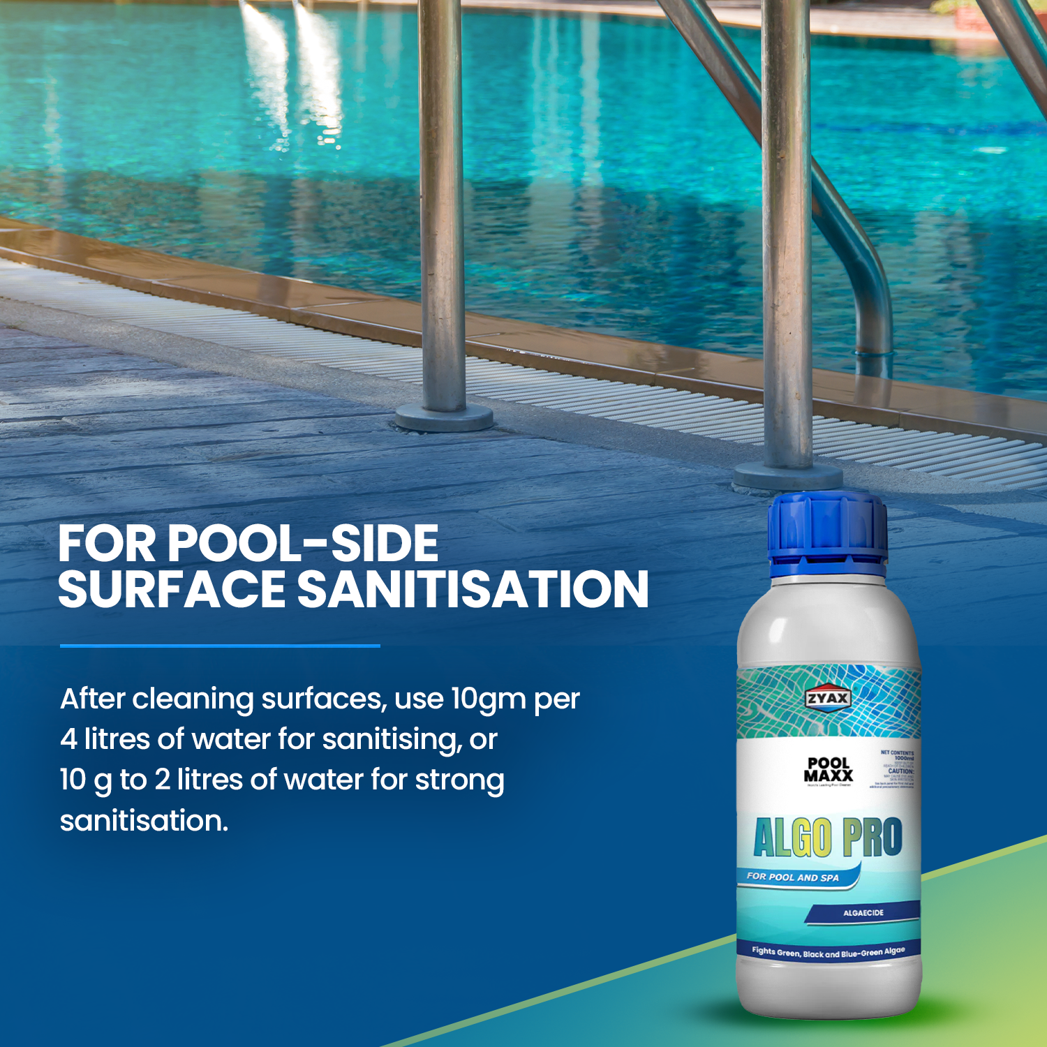 How to use Pool Maxx Algo Pro for pool side surface sanitisation