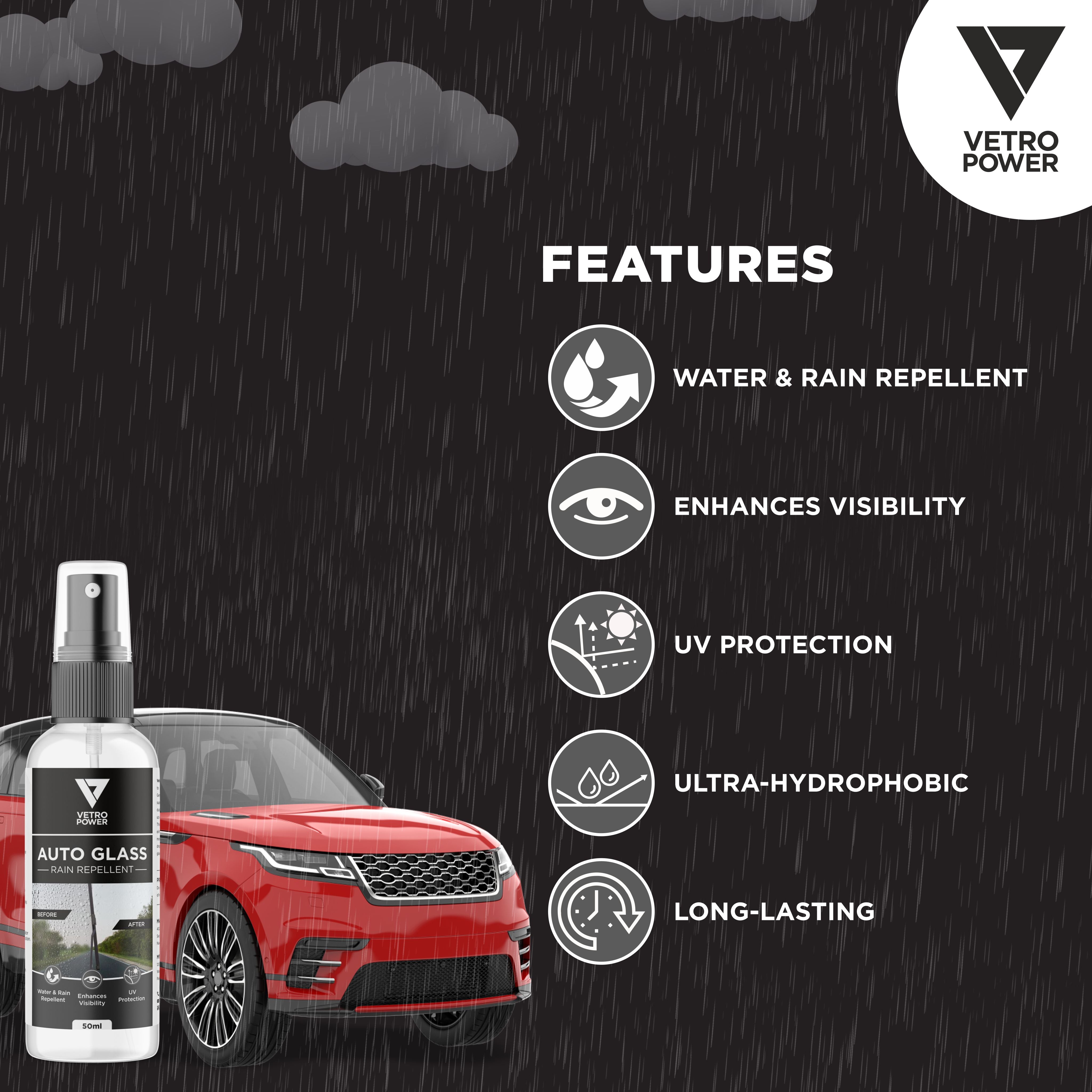 Vetro Power Auto Glass Rain Repellent Spray
