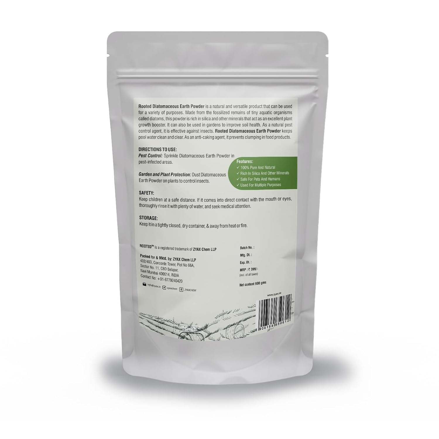 Rooted Diatomaceous Earth Powder