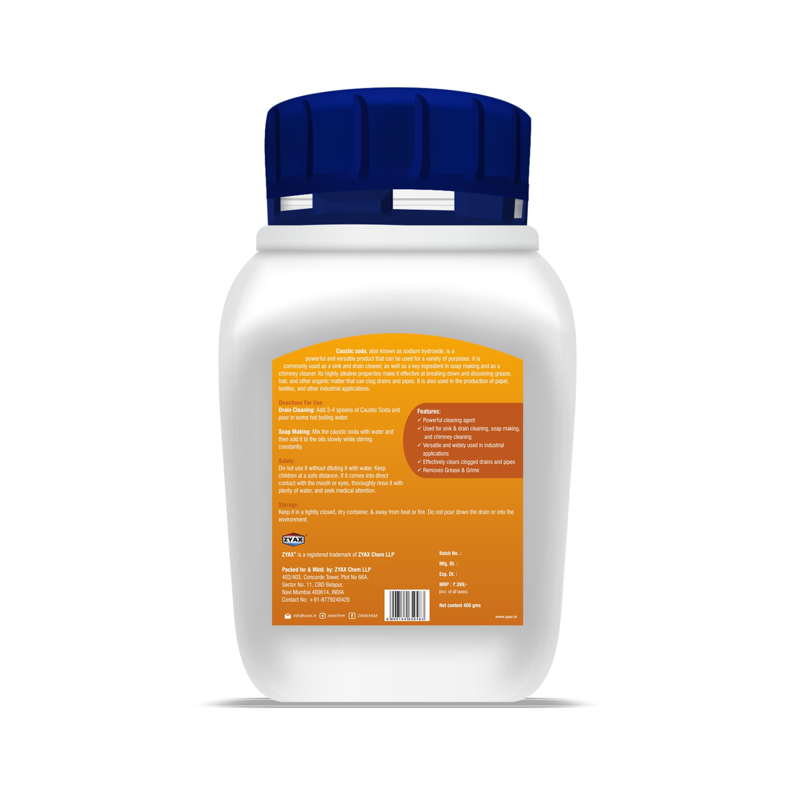 Zyax Caustic Soda - Multi Purpose Cleaner - Zyax.in