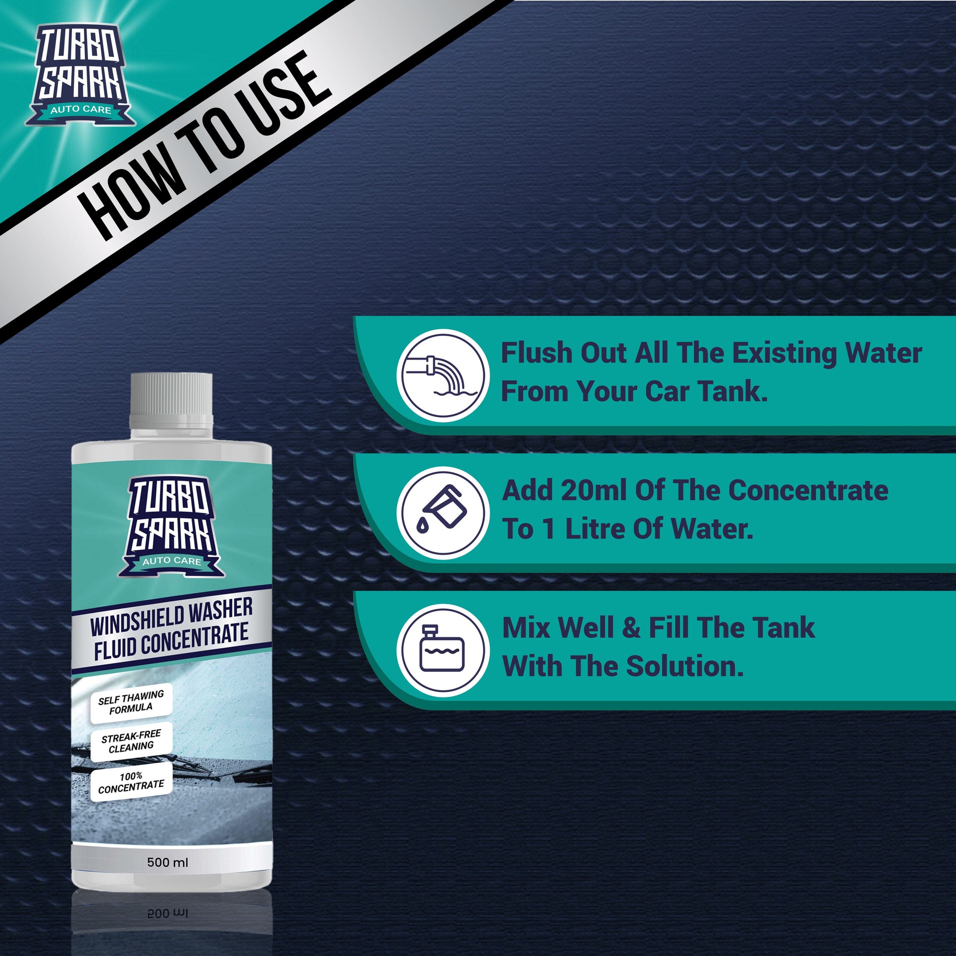 Turbo Spark Windshield Washer Fluid Concentrate 500ml at Rs 500