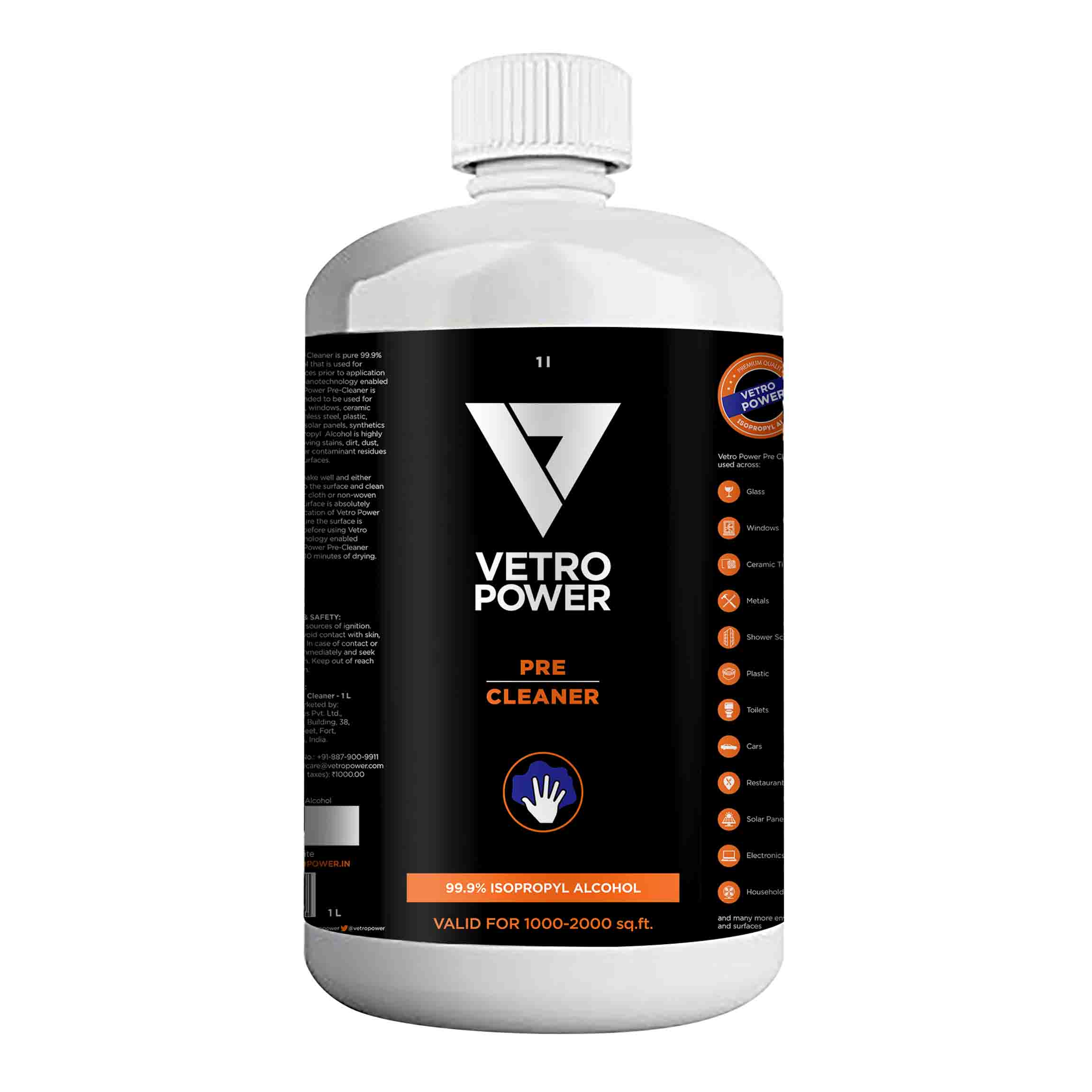 Vetro Power Pre-Cleaner - 99.99% Isopropyl Alcohol