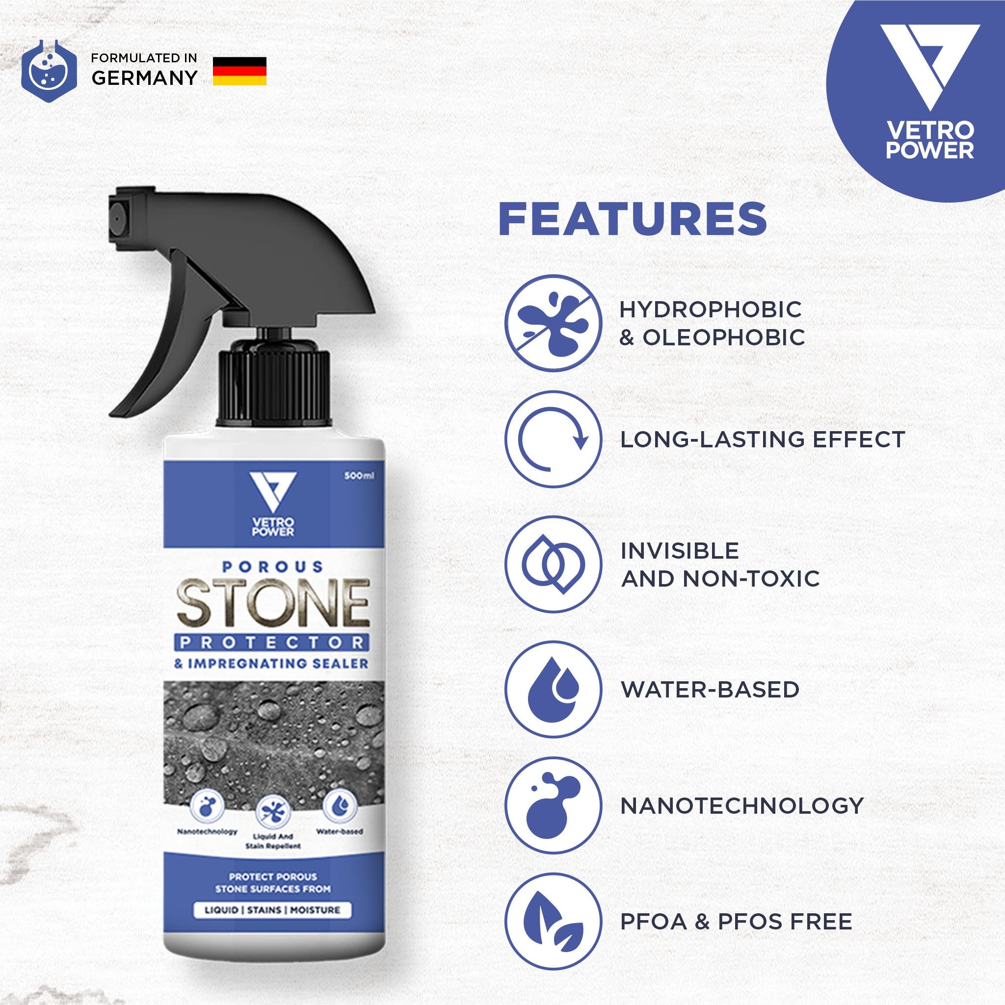 Vetro Power Porous Stone Protector Spray and Impregnating Sealer