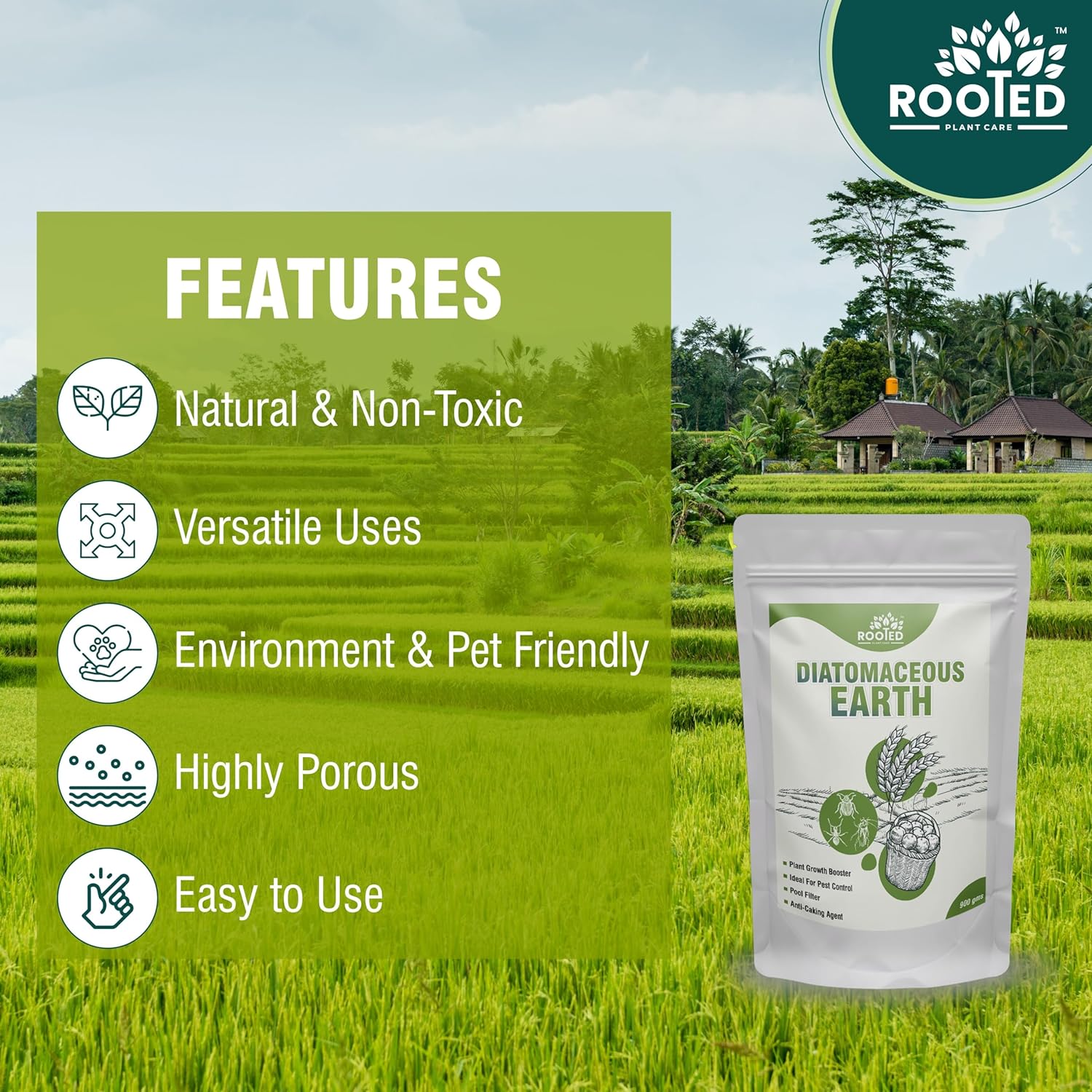 Rooted Diatomaceous Earth Powder