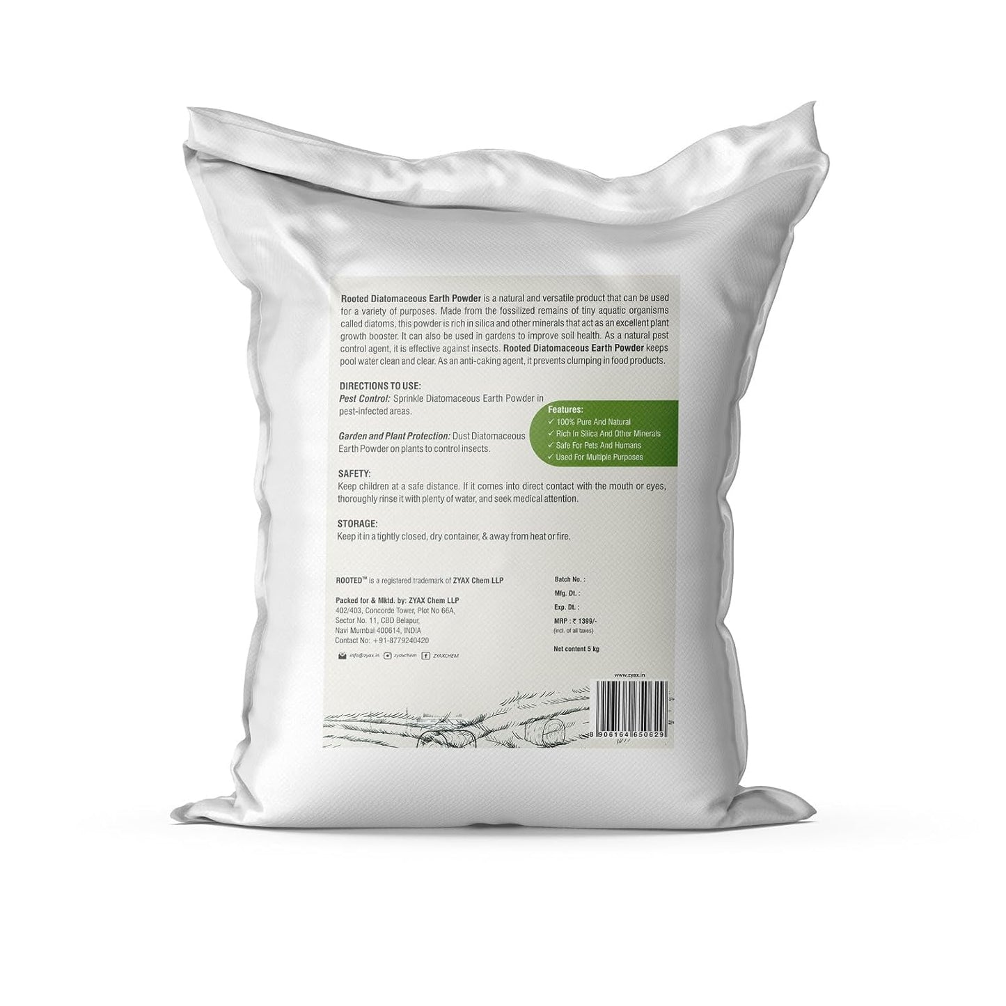 Rooted Diatomaceous Earth Powder