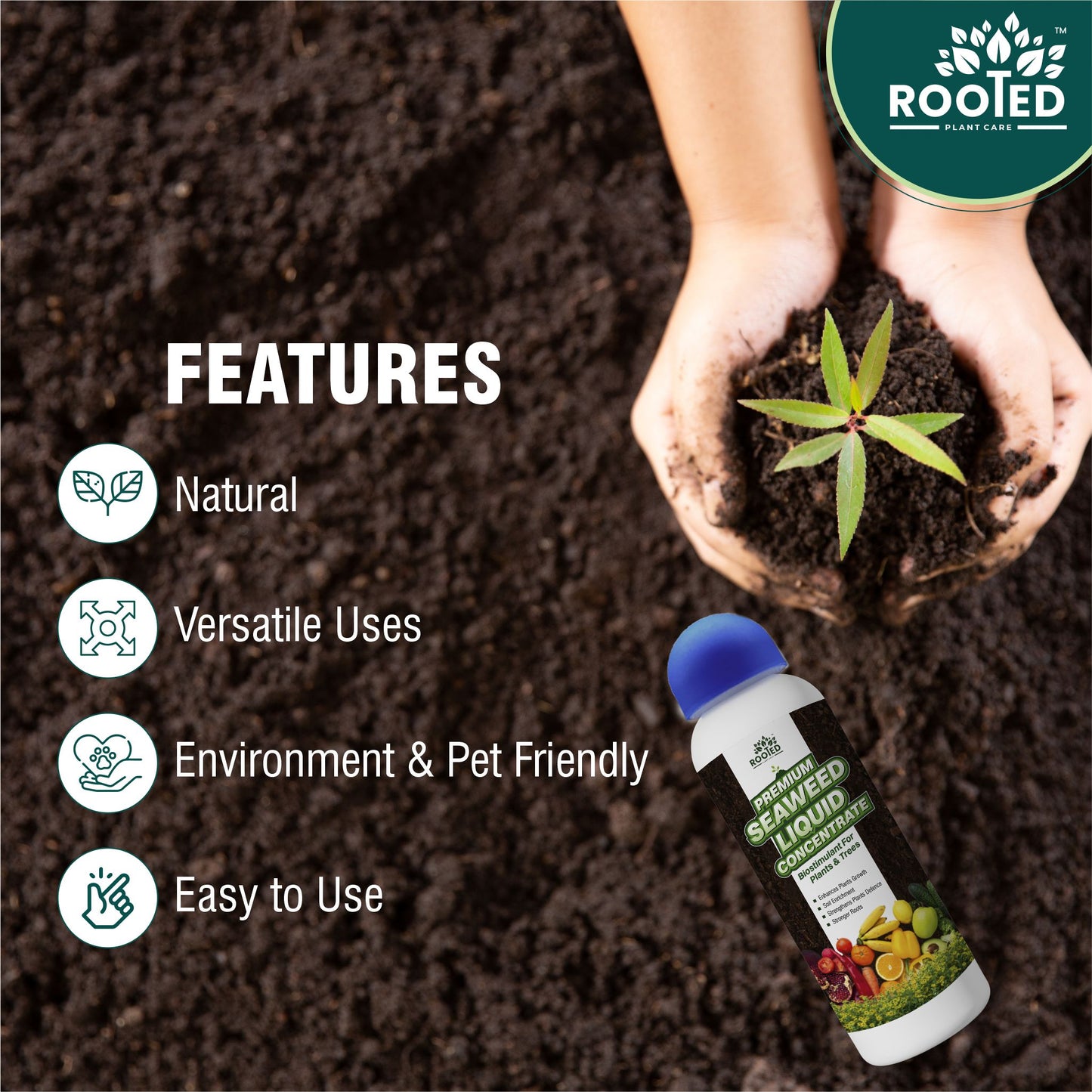 Rooted Premium Seaweed Liquid Concentrate - Natural Fertilizer