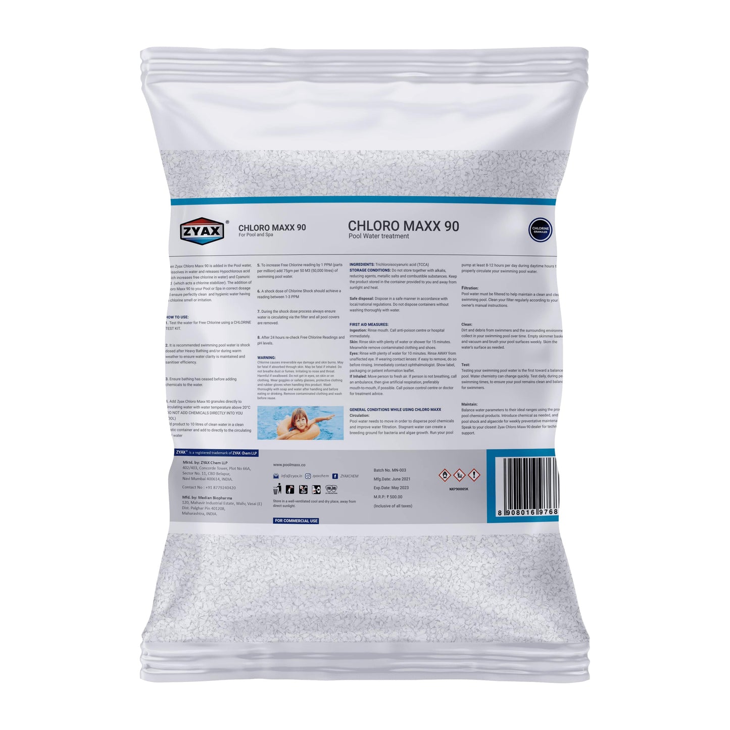 Zyax Chloro MAXX 90 - Chlorine Granules - Zyax.in