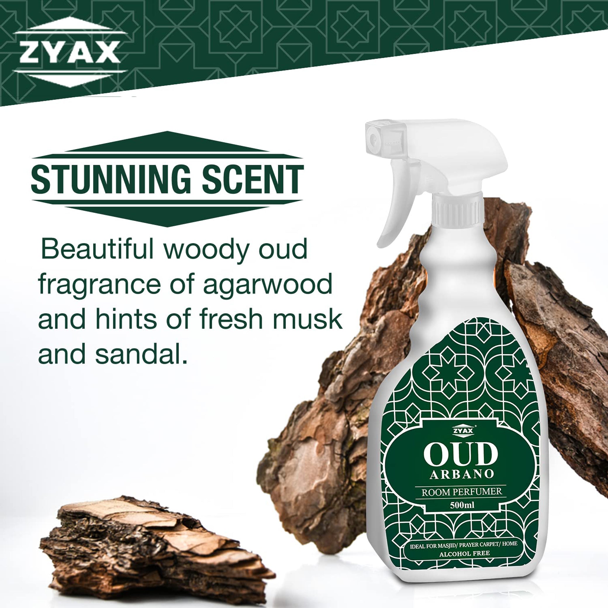 Zyax Oud Arbano - Alcohol Free Room Freshner 500ml - Zyax.in