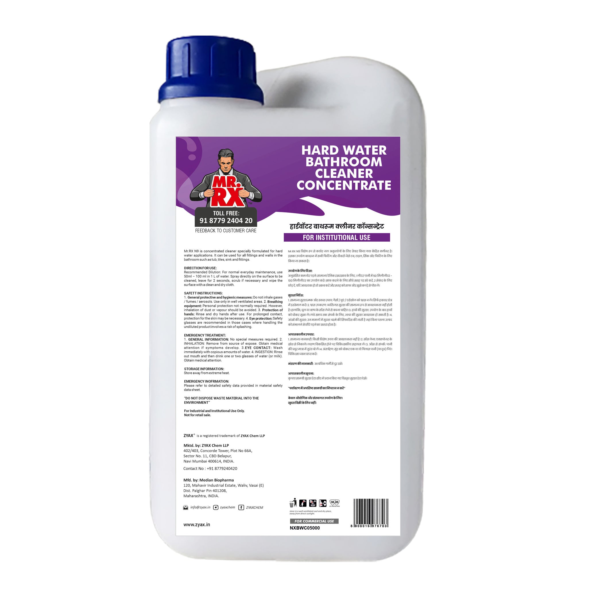 Mr. RX N9 Hard Water Bathroom Cleaner Concentrate - Zyax.in